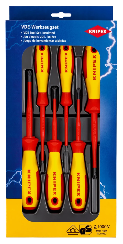 Knipex Garnitura Odvijača Slim VDE 2 križna PH + 2 križna PZ + 2 plosnata / 6 dijelni 1000V – 00 20 12 V04