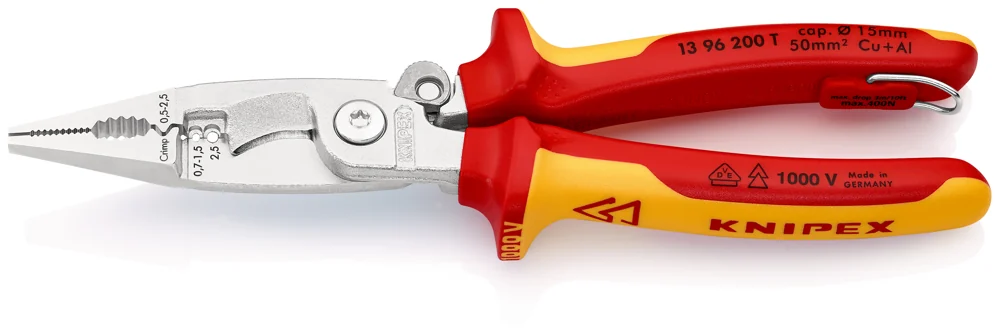 Knipex Kliješta Elektroinstalacijska Multifunkcionalna 200mm Sa Kočnicom i Poveznicom 1000V – 13 96 200 T