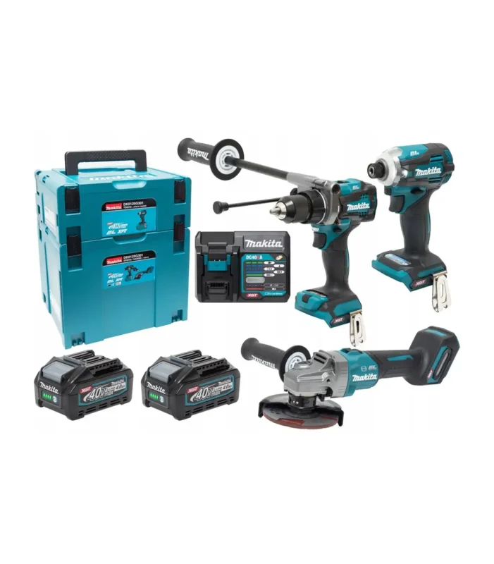 XGT Makita 40V – Akumulatorski set bušilica-odvijač, udarni odvijač, brusilica DK0125G301