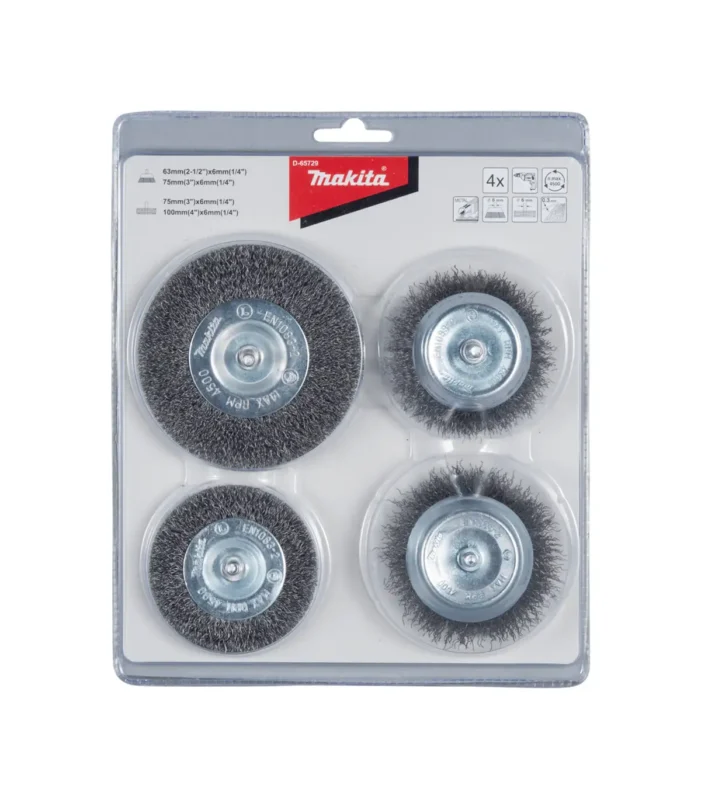 Makita – 4-dijelni set kružnih čeličnih četki 63-100mm D-65729