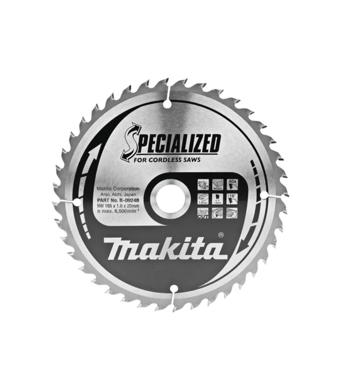Makita – TCT list kružne pile za drvo 165 mm, 165x20x1,0 mm 40Z B-09248