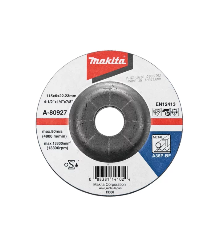 Makita – Brusna ploča za metal ispupčena 125×22,23×6 mm A-80933