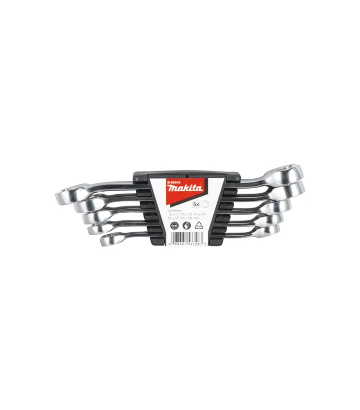 Makita – 5-dijelni set otvorenih okastih ključeva B-65545 9×11, 10×12, 13×14, 15×17, 16×18 mm