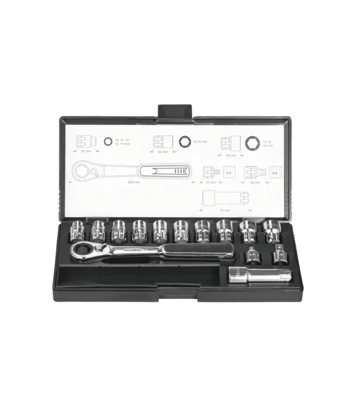 Makita – 14 dijelni set nasadnih ključeva 1/4″, 3/8″, 10-19 mm B-65595